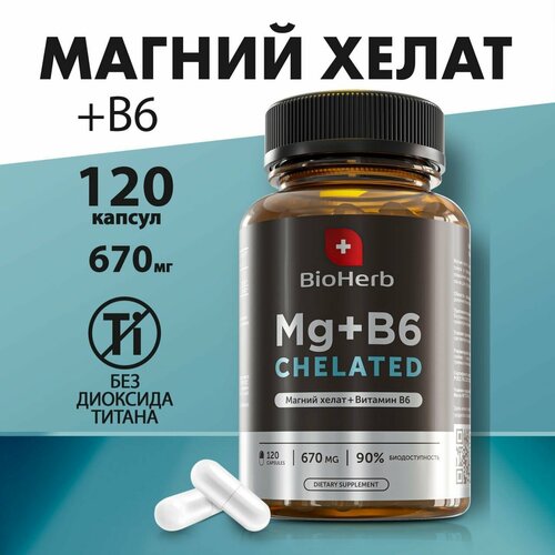 BioHerb MAGNESIUM + B6 (Магний + В6) биокапс, 120 капсул фото