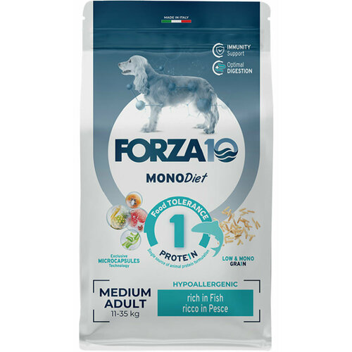 FORZA10 DOG MEDIUM MONODIET монобелковый для взрослых собак средних пород при аллергии с рыбой (1,5 кг х 6 шт) фото