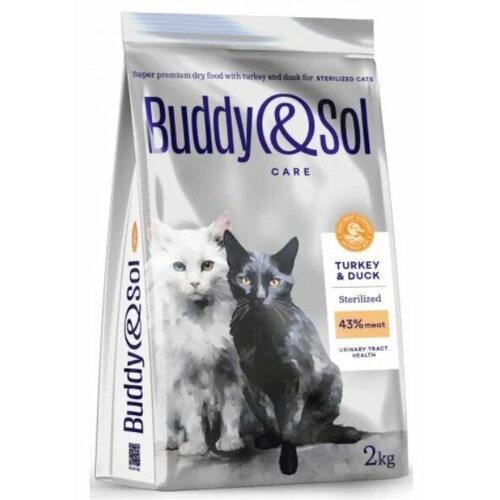 Сухой корм для взрослых стерилизованных кошек Buddy&Sol Adult Sterilized, с индейкой и уткой, 2 кг фото