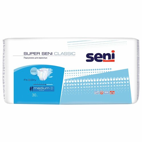 Подгузники для взрослых Super Seni Classic Medium (обхват 75-110 см), 30 шт. фото