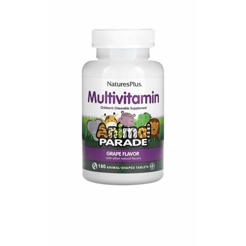 Детские Мультивитамины NATURESPLUS Multivitamin Animal Parade 180 таблеток (Виноград) фото