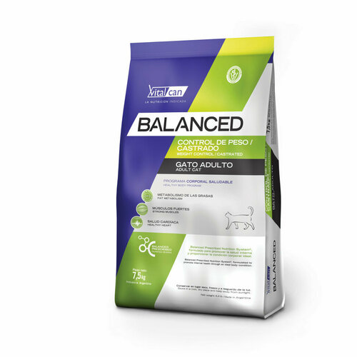 Vitalcan Balanced Cat Weight Control/Castrated сухой корм для стерилизованных кошек, для контроля веса, с курицей - 7,5 кг фото