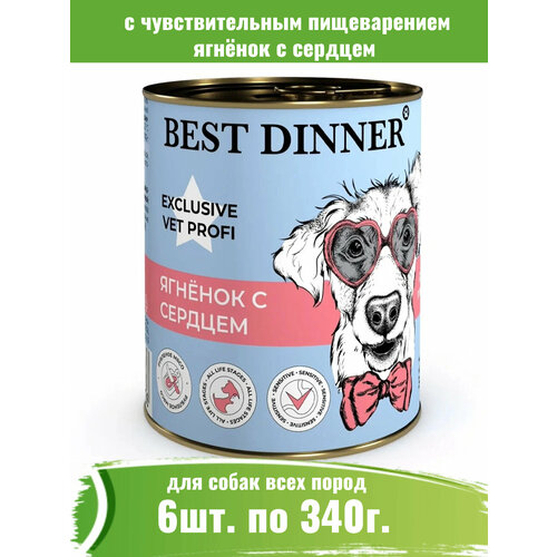 Best Dinner 6шт по 340г Vet Profi Gastro Intestinal Exclusive ягненок с сердцем консервы для собак фото