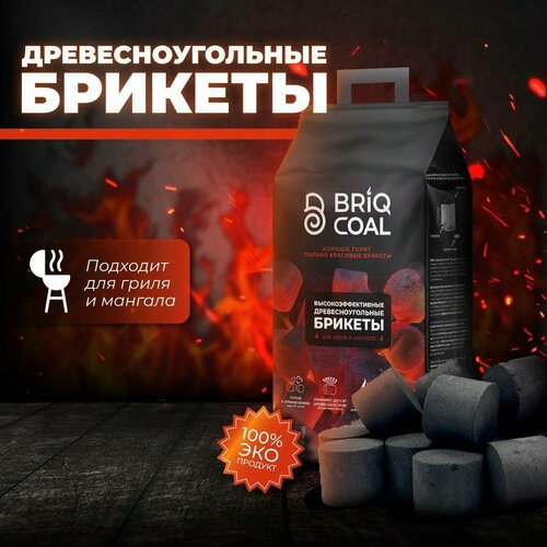 BriqPACK 2.5 кг - Высокоэффективные Древесноугольные Брикеты BRIQCOAL фото