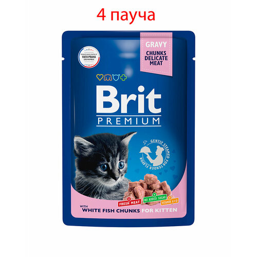 Пауч Brit Premium для котят белая рыба в соусе 85гр, 4шт фото