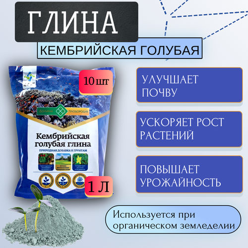 фото Глина Кембрийская голубая природная добавка к грунтам 1 л, 10 шт, купить за 1561 руб онлайн