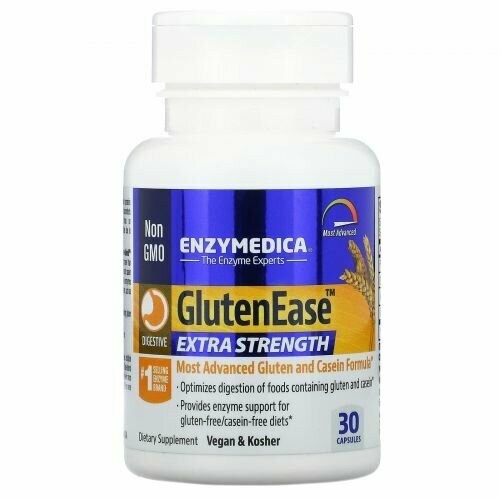 Enzymedica, GlutenEase Extra strenght, Ферменты для переваривания глютена с повышенной силой действия, 30 капсул фото