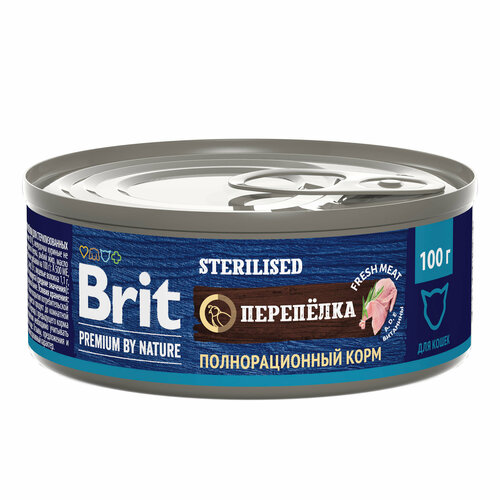 Влажный корм для стерилизованных кошек Brit Premium by Nature с мясом перепелки 6 шт х 100г фото