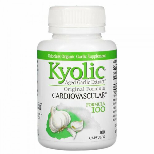 Kyolic, Aged Garlic Extract, выдержанный чесночный экстракт, для сердечно-сосудистой системы, оригинальный состав, 100 капсул фото