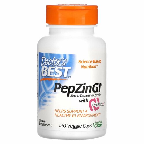 Doctor's Best, PepZin GI, комплекс цинк-L-карнозина, 120 вегетарианских капсул фото