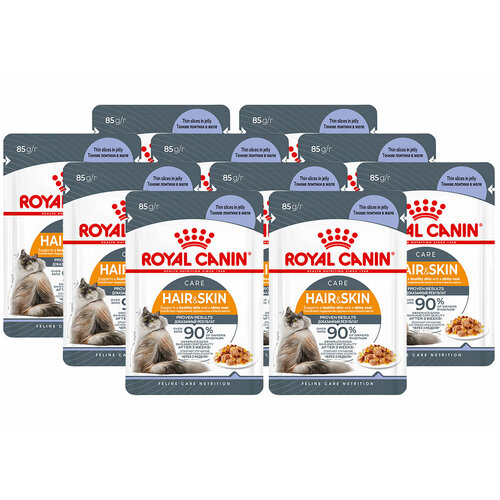 ROYAL CANIN HAIR & SKIN CARE для взрослых кошек при аллергии в желе пауч 85 гр 85 гр х 10 шт фото