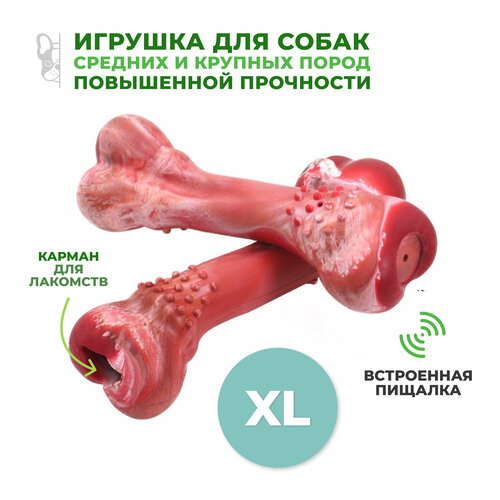 Игрушка для собак крупных и средних пород кость повышенной прочности / резиновая / бордовая фото