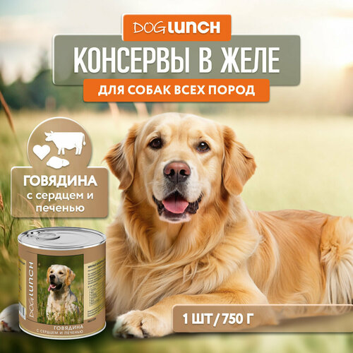 Влажный корм для собак Dog Lunch говядина, сердце, печень 1 уп. х 1 шт. х 750 г фото