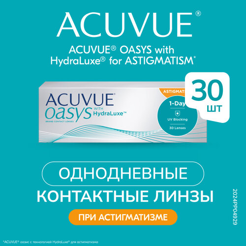 Контактные линзы ACUVUE OASYS 1-Day with HydraLuxe for Astigmatism, 30 шт., R 8,5, D -3,75, CYL: -1,25, AХ: 130, 1 уп. фото