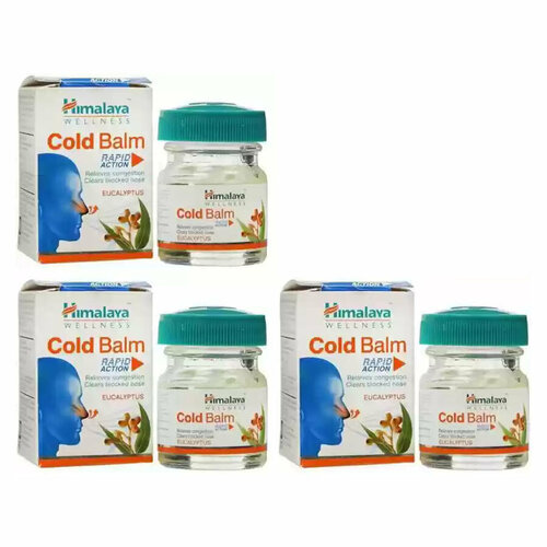 Бальзам успокаивающий Колд Балм Хималая (Cold Balm Himalaya), при простуде, при заложенности в носу и груди, 3х10 г. фото