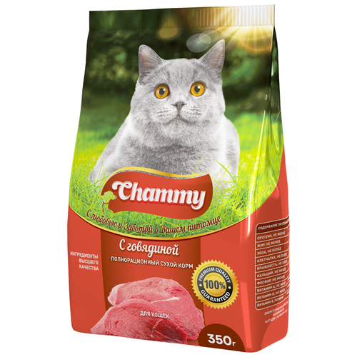 Сухой корм для кошек Chammy с говядиной 4 уп. х 4 шт. х 350 г фото