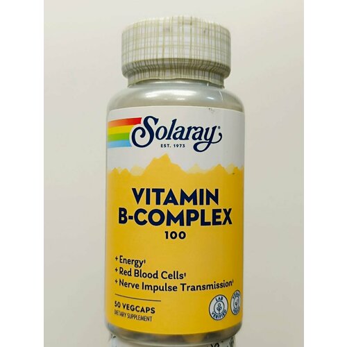 Solaray B-Complex 100 with Aloe Vera (Комплекс витаминов группы B с алоэ вера) 50 вег капсул фото