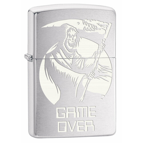 Оригинальная бензиновая зажигалка ZIPPO с покрытием Brushed Chrome, латунь/сталь, серебристая, 38x13x57 мм фото