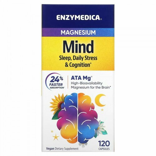 Магний Enzymedica для поддержки когнитивных функций Magnesium Mind, 120 капсул фото