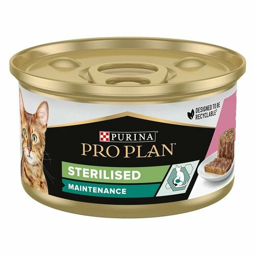 Корм для кошек ProPlan STERILISED, паштет со вкусом лосося , для чувствительного пищеварения (6шт по 85г) фото