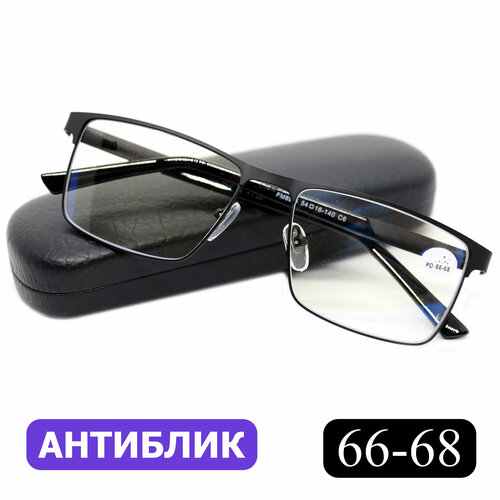 Готовые очки для чтения РЦ 66-68 с диоптриями (+3.50) FABIA MONTI 8985 C6, с футляром, цвет черный, линзы антиблик, РЦ 66-68 фото