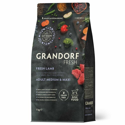 GRANDORF Fresh Dog Adult MED&MAXI Lamb&Sweet Potato (Свежее мясо ягненка с бататом для собак средних и крупных пород) 1 кг фото