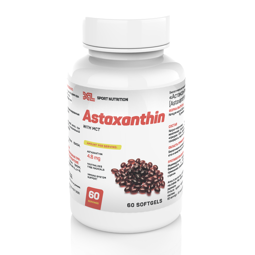 Астаксантин 240% XL Astaxanthin with MCT, 60 капсул, комплекс для иммунитета фото