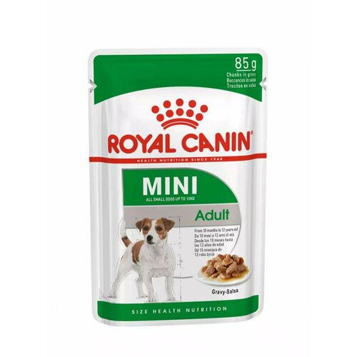 Влажный корм для собак (пауч) Royal Canin Mini Adult в соусе, упаковка 28 шт х 85 гр фото