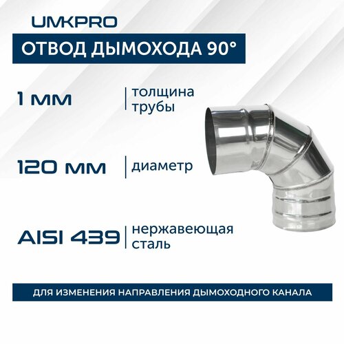 Отвод 90*, ф 120, AISI 439/1,0мм, тип-2 фото