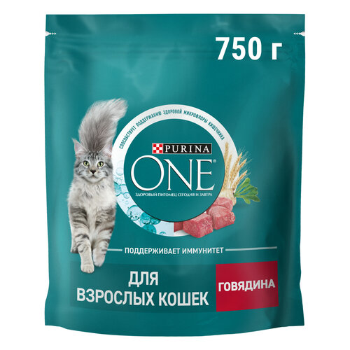 Сухой корм Purina ONE® для взрослых кошек с говядиной 750 г фото