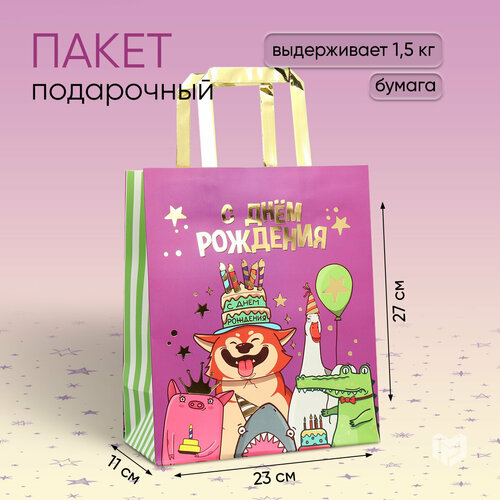 Пакет подарочный «С Днём рождения!», 23 х 27 х 11.5 см фото