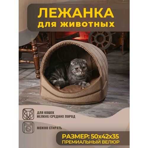 Домик Лежанка для Кошки, Кота, Лежак Кошек, Собак с Подушкой фото