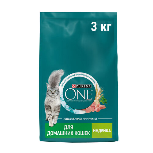 Сухой корм Purina ONE® для взрослых кошек, живущих в домашних условиях, с индейкой 3 кг фото