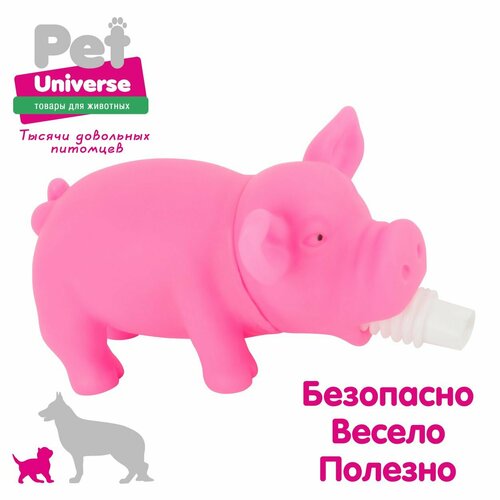 Игрушка для собак Pet Universe хрюкающий поросёнок со звуком, 15х6х7 см, винил, розовый PU3027PK фото