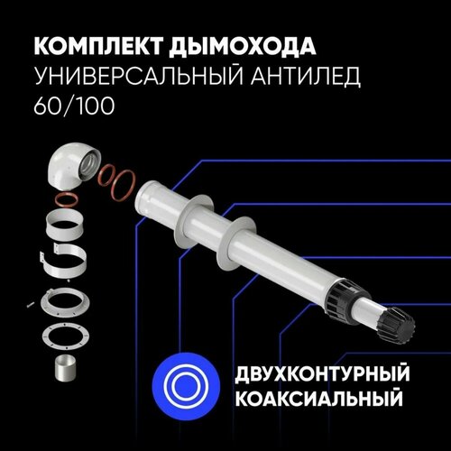 Комплект дымохода универсальный для газовых котлов антилед 60/100 (Все котлы, кроме Immergas) фото