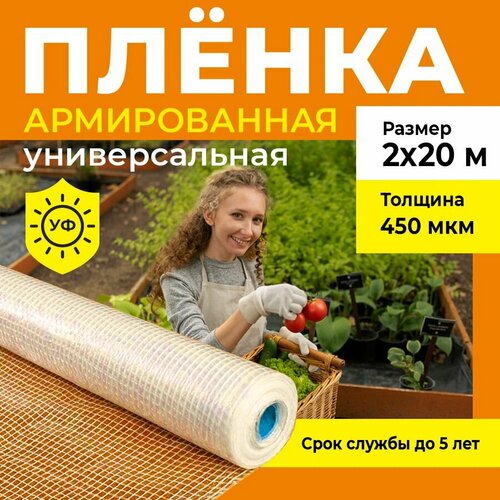 Пленка армированная универсальная, толщина 450 мкм, 2х20 м фото