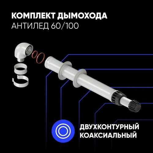 Комплект дымохода антилед 60/100 750мм- рабочая длина (Protherm Пантера, Гепард с 2015г) фото