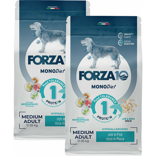 FORZA10 DOG MEDIUM MONODIET монобелковый для взрослых собак средних пород при аллергии с рыбой (12 + 12 кг) фото