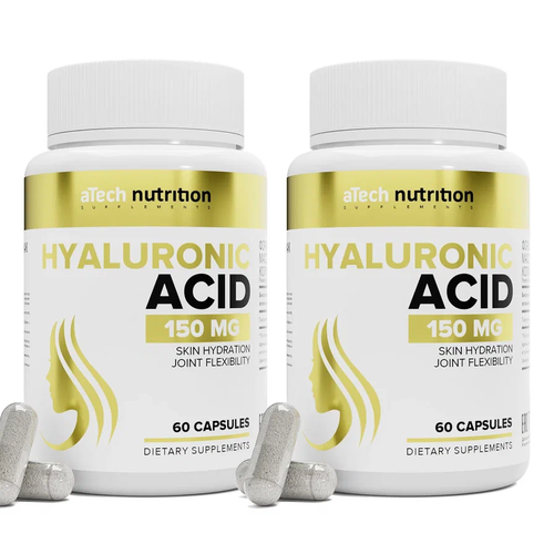 Набор 2 упаковки HYALURONIC ACID (Гиалуроновая кислота) aTech nutrition 60 + 60 капсул фото