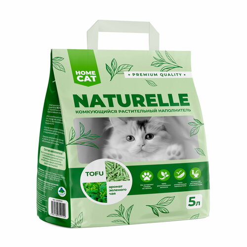 Homecat Naturelle Tofu комкующийся наполнитель для кошачьих туалетов, с ароматом зеленого чая 5 л фото