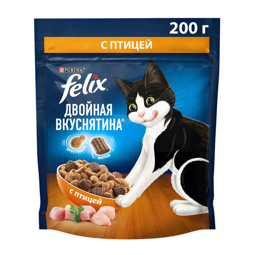 Сухой корм для кошек Felix Двойная вкуснятина, с птицей 200 г фото