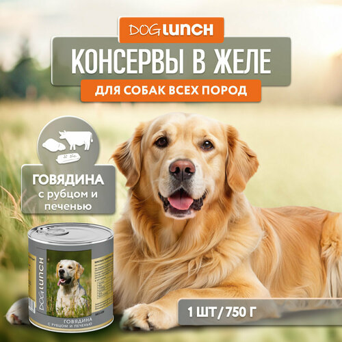 Влажный корм для собак Dog Lunch говядина, рубец, печень 1 уп. х 1 шт. х 750 г фото