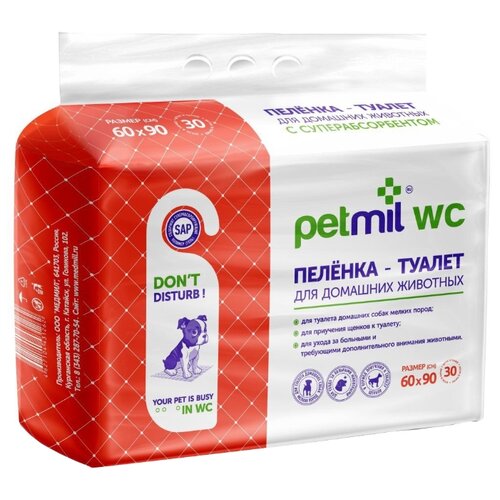 Пеленки для собак впитывающие Мedmil Petmil WC 60х90 см 30 шт. 1 шт. 60 см 90 см голубой/белый фото