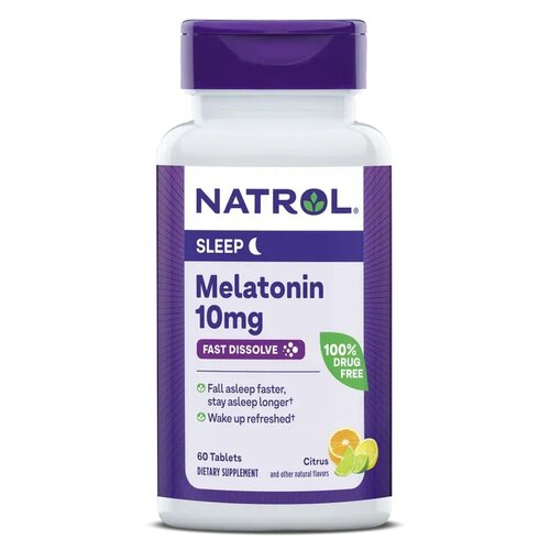 Melatonin Fast Dissolve таб., 10 мг, 50 г, 60 шт., цитрусовый фото