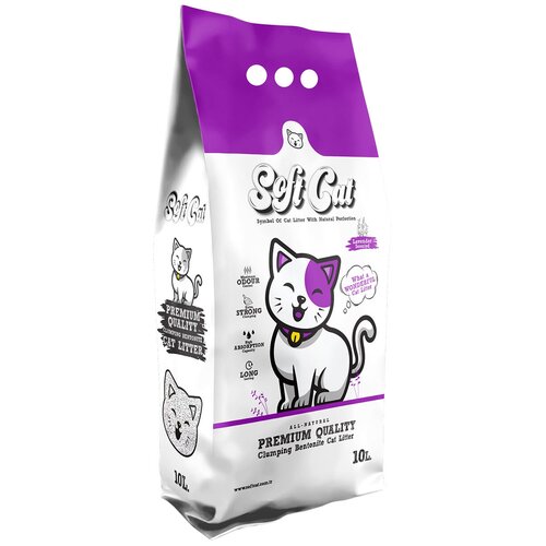 ​​​Наполнитель для кошек Soft Cat, комкующийся с ароматом лаванды 10 л фото