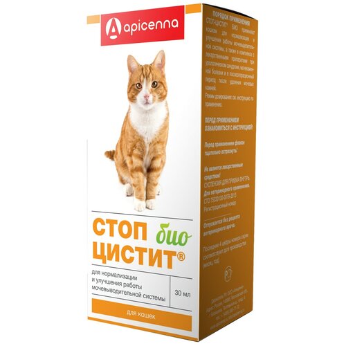 Суспензия Apicenna Стоп-цистит БИО для кошек, 30 мл, 60 г, 1уп. фото