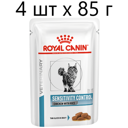 Влажный корм для кошек Royal Canin Sensitivity Control Chicken with Rice при проблемах с ЖКТ и аллергии с курицей и рисом, 4 шт х85г (кусочки в соусе) фото