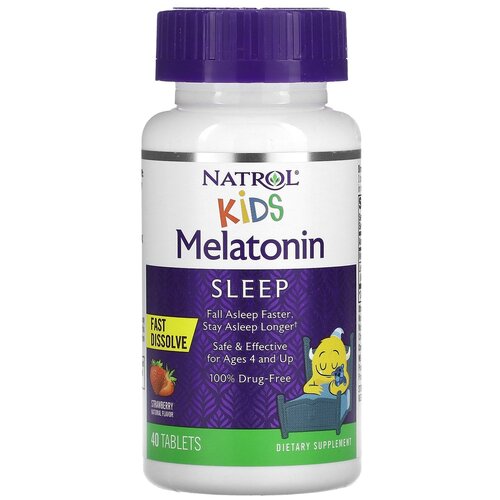 Таблетки растворимые Natrol Kids Melatonin Fast Dissolve, 60 г, 40 шт. фото