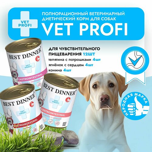 Влажный корм Best Dinner Vet Profi Gastro Intestinal для собак любых пород Ассорти (12шт х 340гр) фото