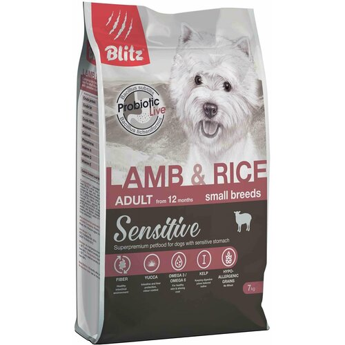 Сухой корм Blitz Sensitive Lamb & Rice Adult Dog Small Breeds для собак мелких пород Ягненок с рисом 7 кг фото